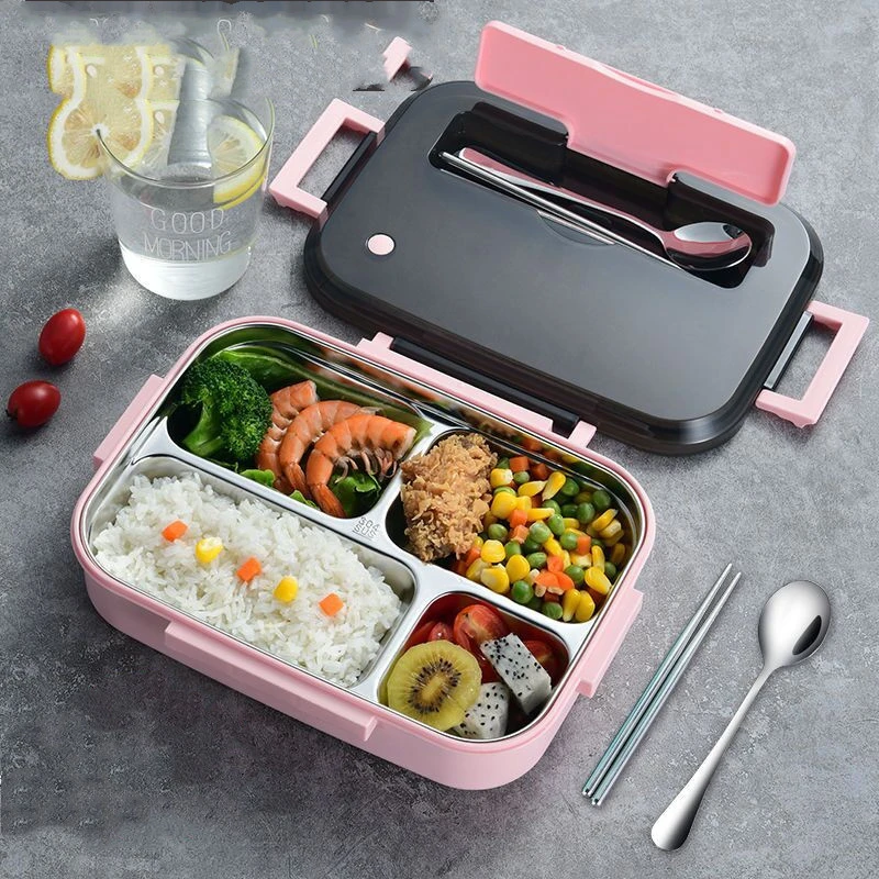 Four-compartment Lunch Box With Compartments For Students And Office Workers