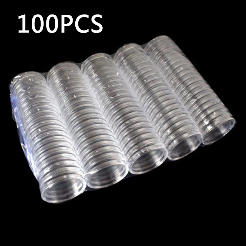 100pcs Commemorative coin plastic small round box