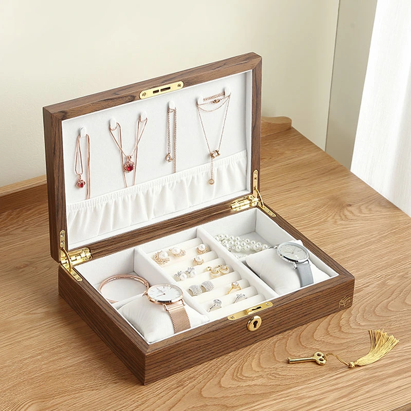 Simple Wooden Storage Jewelry Box With Lock