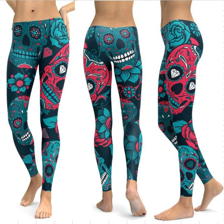Fashion Crystal Skull Skinny Yoga Pants Slim Hip Lift 4 Colors 4 Yards