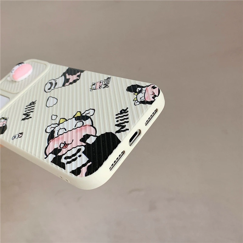 Lens Sliding Phone Case 11PRO Cartoon Painted XSMAX Silicone Case