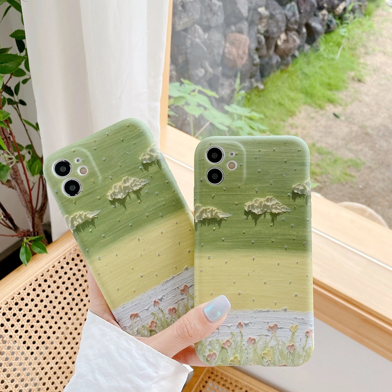 Green oil painting liquid phone case