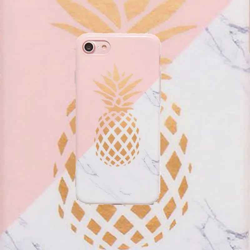 Stitching pineapple marble phone case