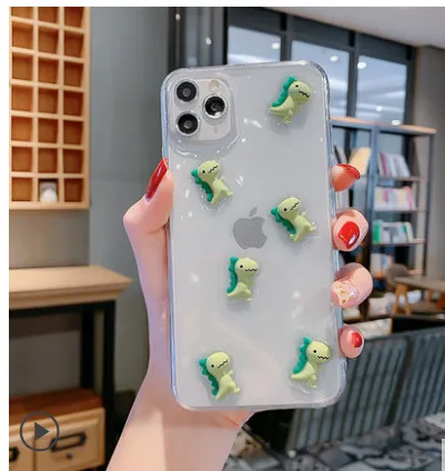 Cartoon little dinosaur Epoxy transparent phone case