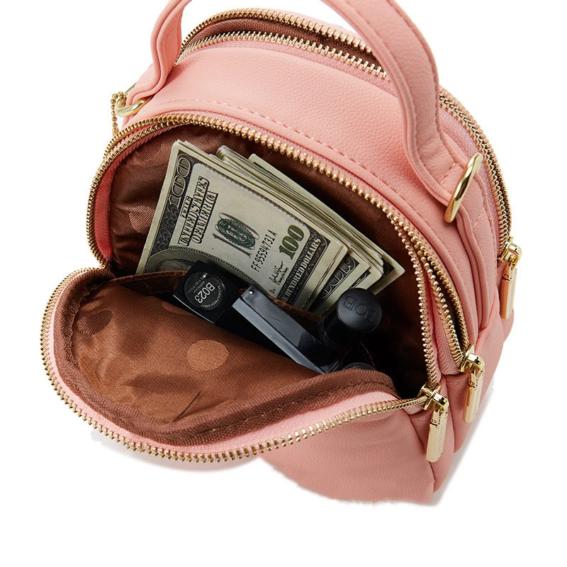 Solid color ladies bag ladies small backpack