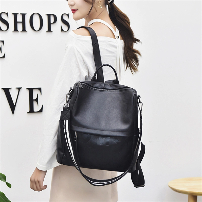 All-Match First Layer Cowhide Soft Leather Casual Backpack