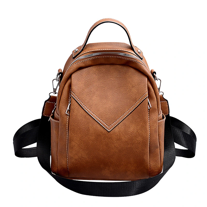 Fashion Simple and Versatile Soft Leather One-Shoulder Small Backpack