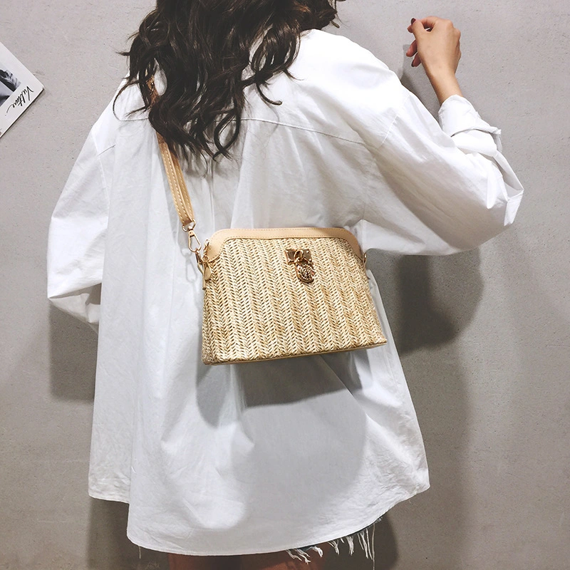 Linen Woven Shell PU Shoulder Messenger Bag