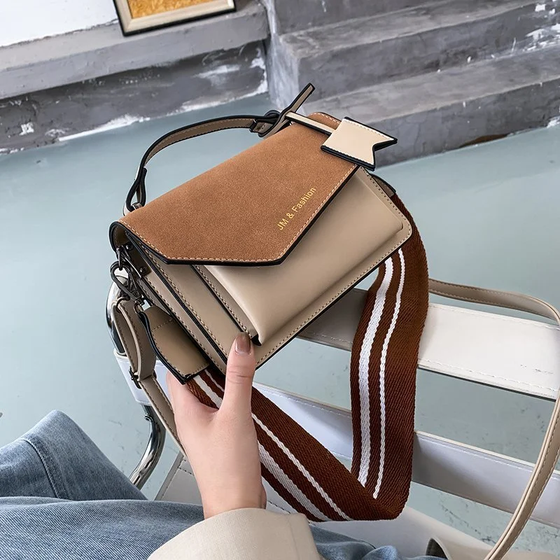 Wide Shoulder Strap Small Square Bag Single Shoulder Messenger Bag