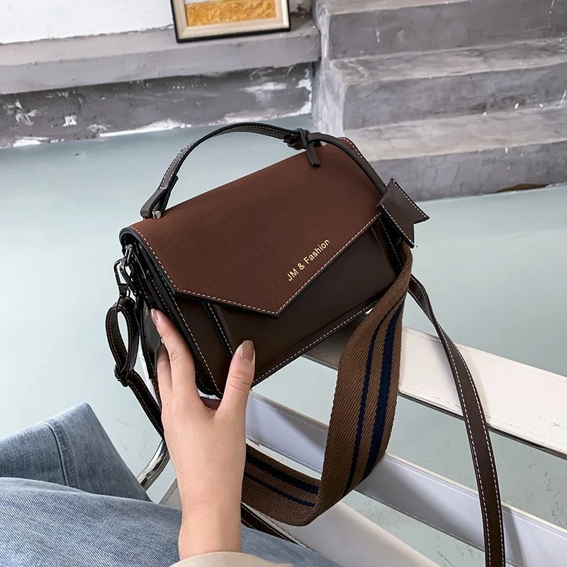 Wide Shoulder Strap Small Square Bag Single Shoulder Messenger Bag