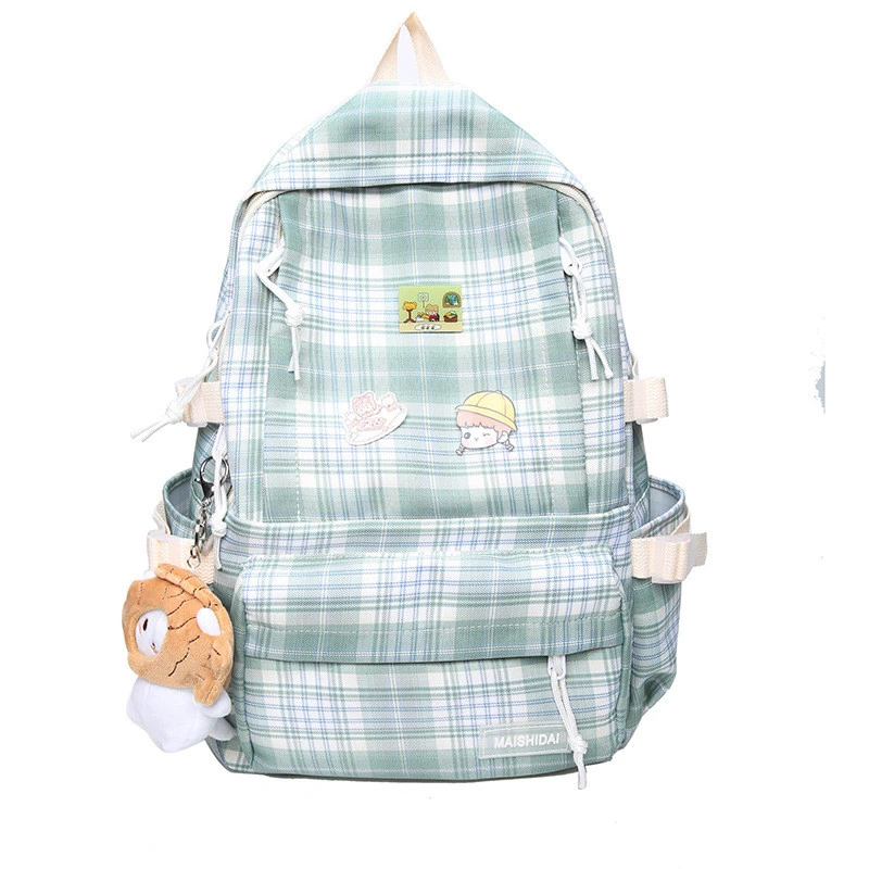 Japanese Plaid Rucksack Mori Literature and Art Backpack