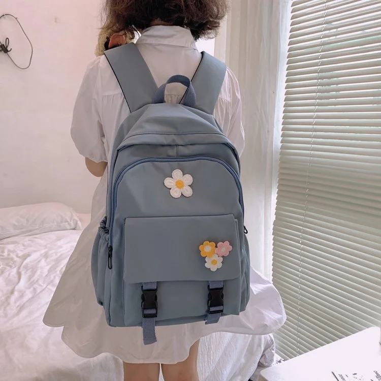 Backpack All-match Multi-layer Solid Color School Bag