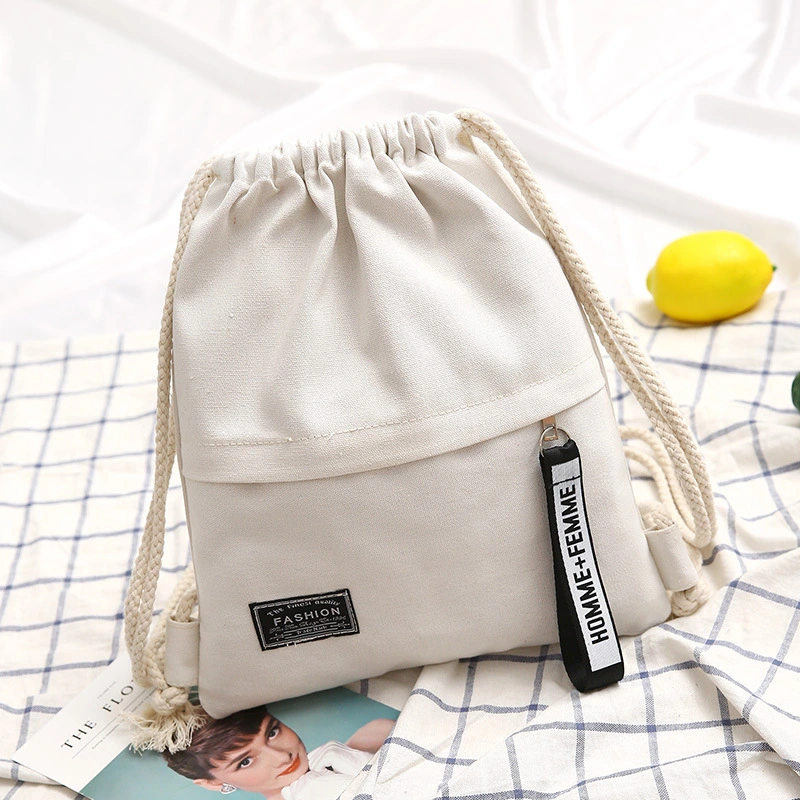 Simple Drawstring Canvas Bag For Elementary School Students