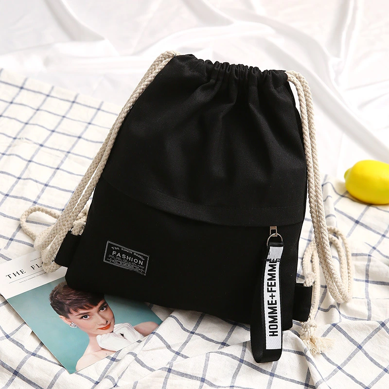 Simple Drawstring Canvas Bag For Elementary School Students
