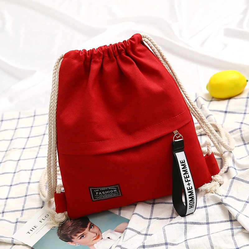 Simple Drawstring Canvas Bag For Elementary School Students