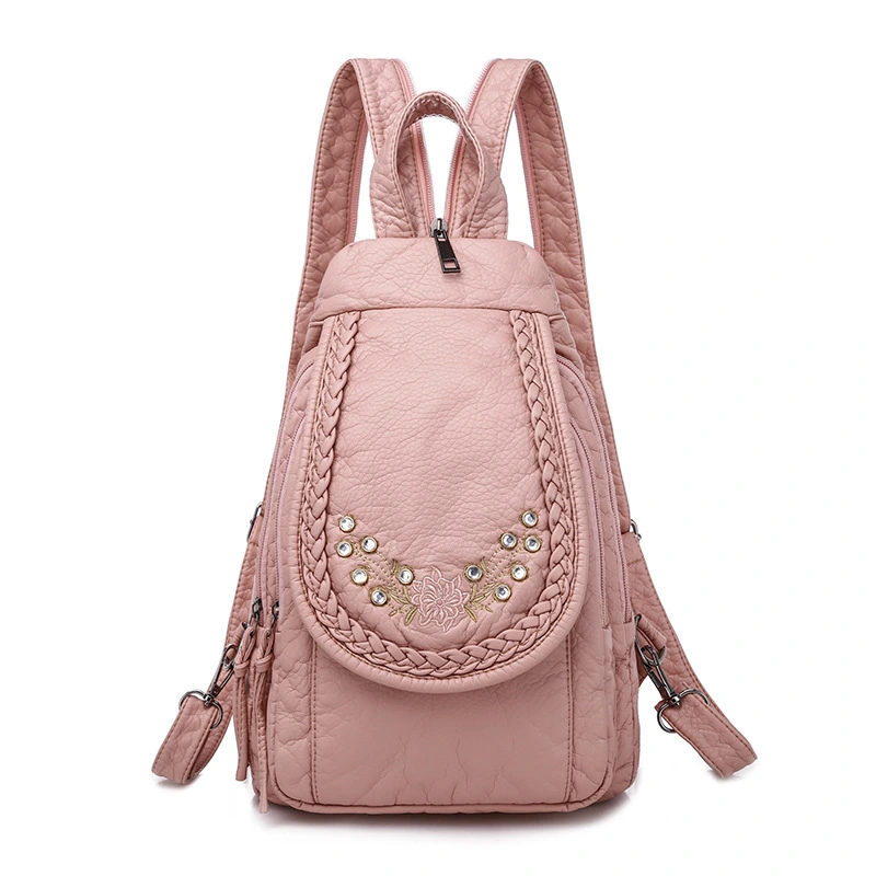 Crossbody Chest Bag Soft Leather Mini Ladies Small Backpack