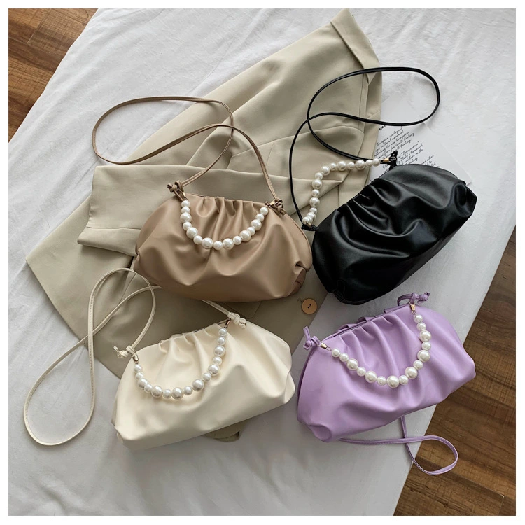 Pearl Fold Soft Leather Cloud Bag