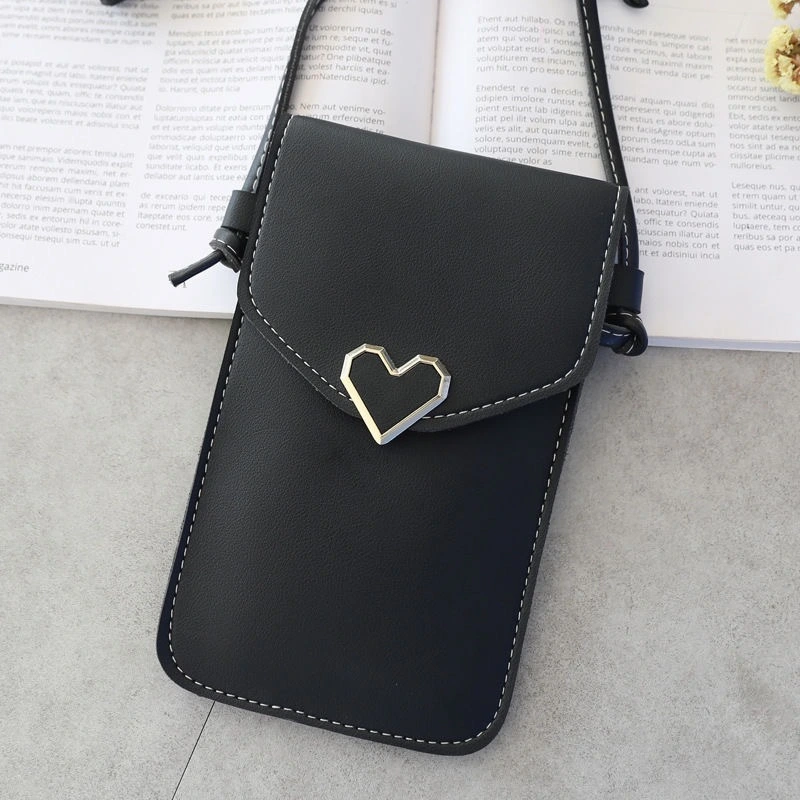 Transparent Touch Screen Simple Mobile Phone Bag Solid Color Student Messenger Bag