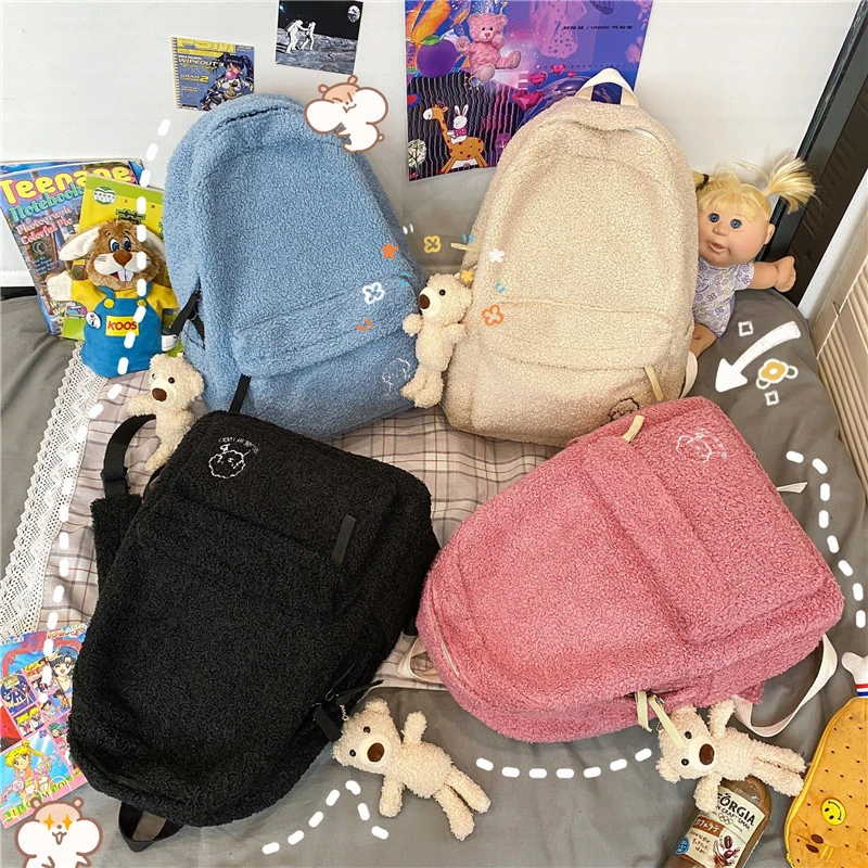 Large-capacity Backpack Western Style Plush Travel Female Bag