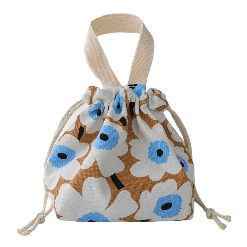 Canvas Handbag Women's Lunch Box Lunch Box Drawstring Cloth Handbag