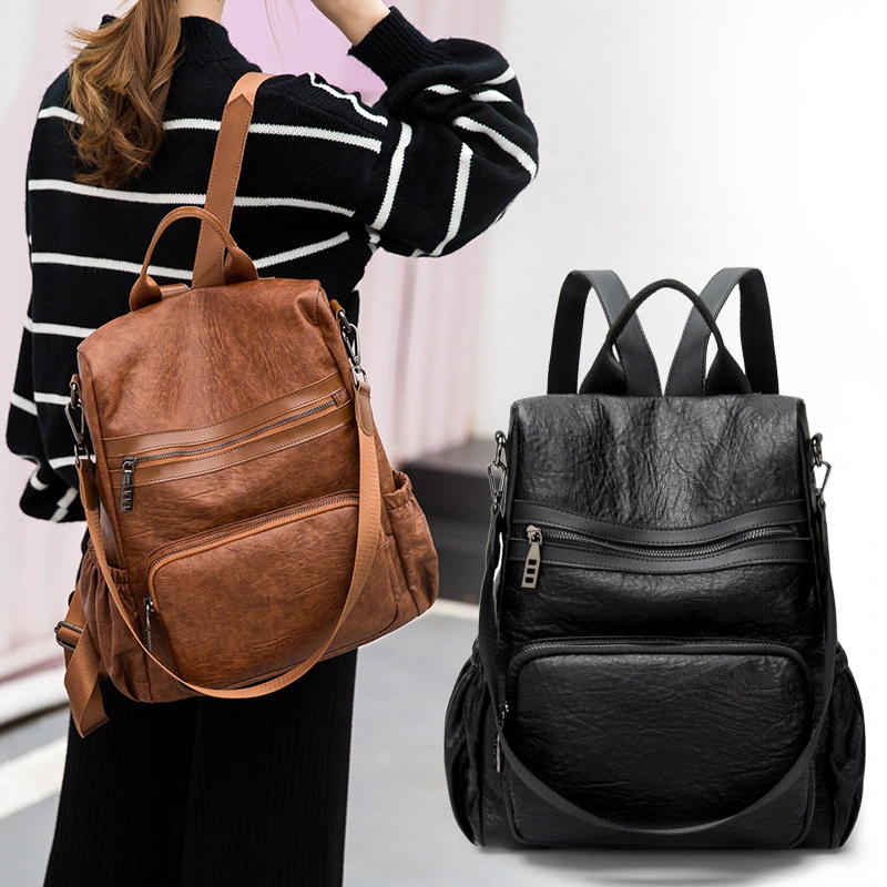 New Women's Backpack Korean Casual Fashion All-match Soft Leather