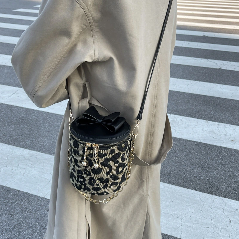 Cute Chain Bucket Bag Shoulder Bag Leopard