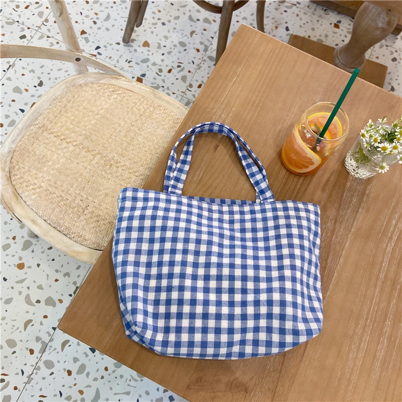 Portable Lunch Bag Lattice Mommy Walking Curved Cloth Bag