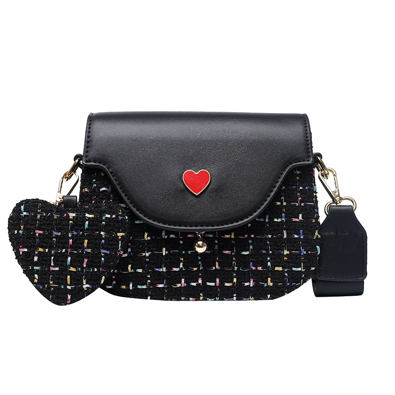 All-match woolen woven one-shoulder wide bag small square bag