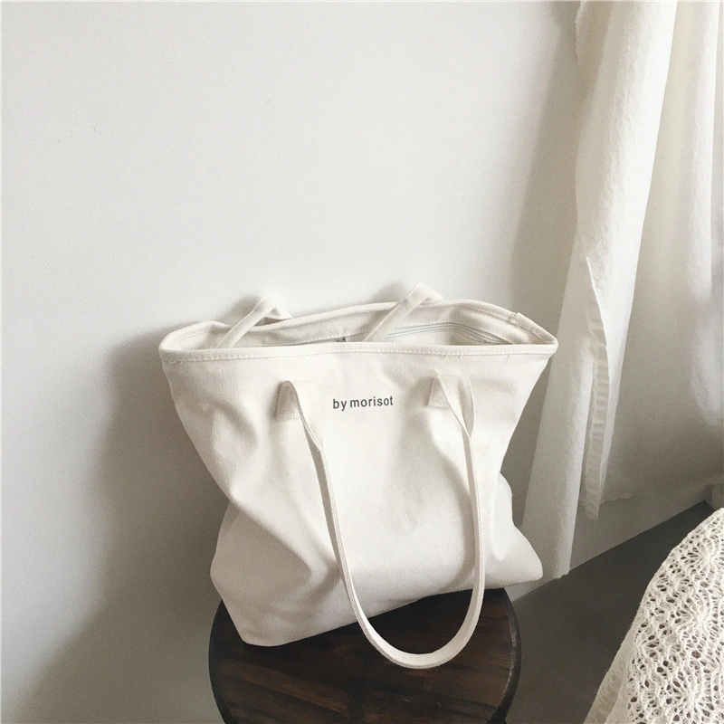 Minimalist letter shoulder canvas bag