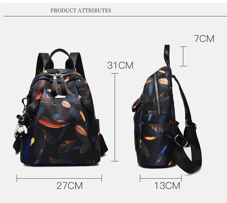 Printed casual anti-theft backpack