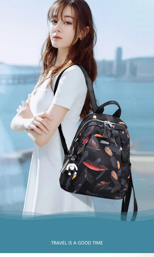 Printed casual anti-theft backpack