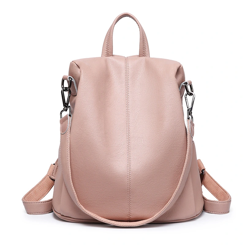 Large capacity soft leather backpack