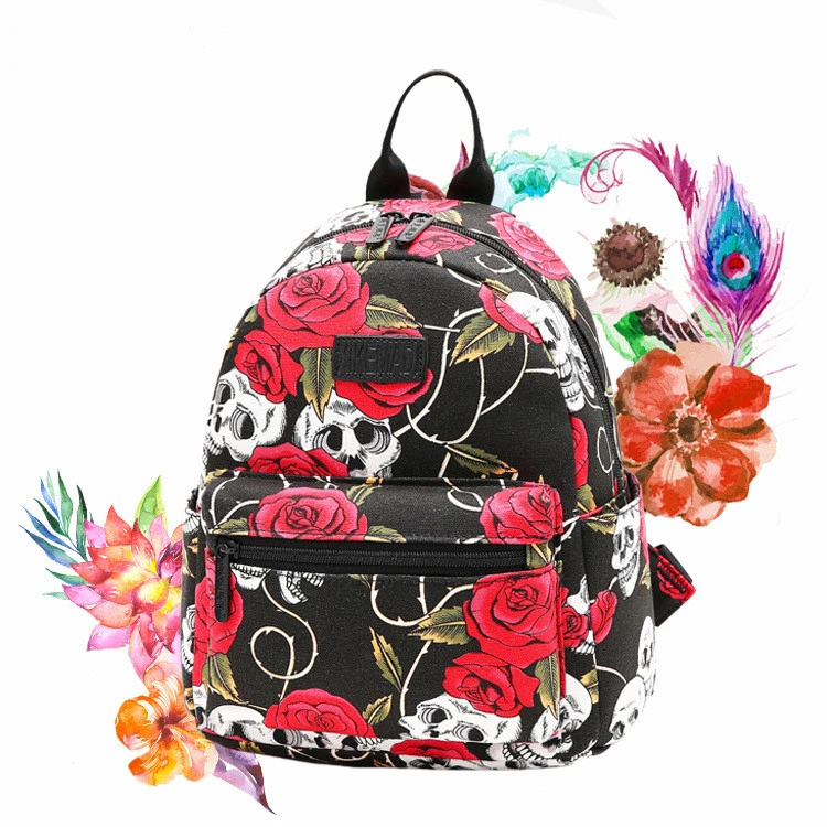 Printed canvas backpack