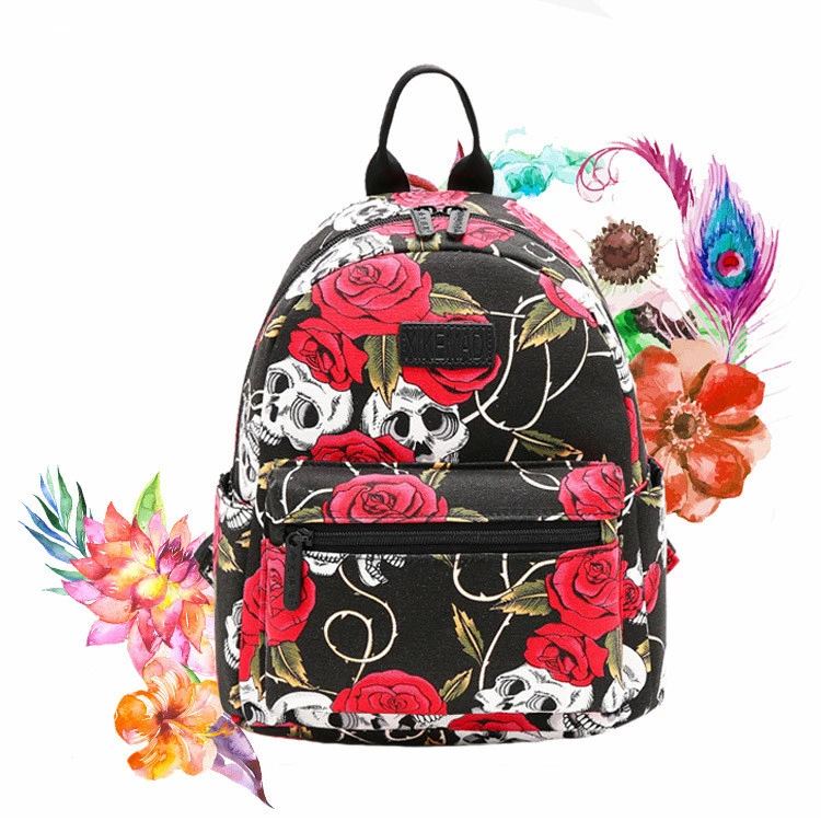 Printed canvas backpack