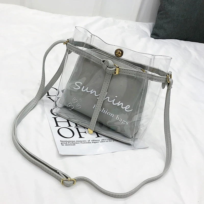 Letter-print Picture And Mother Transparent Shoulder Bag