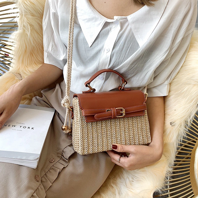 Fashion style shoulder bag women straw woven bag