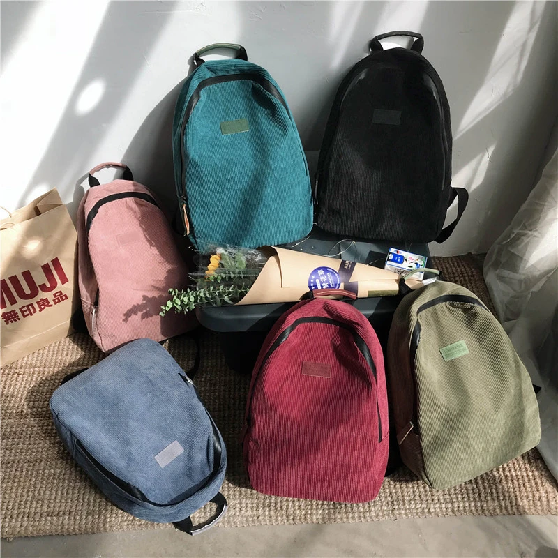 Simple And Fashionable Women's Corduroy Backpack