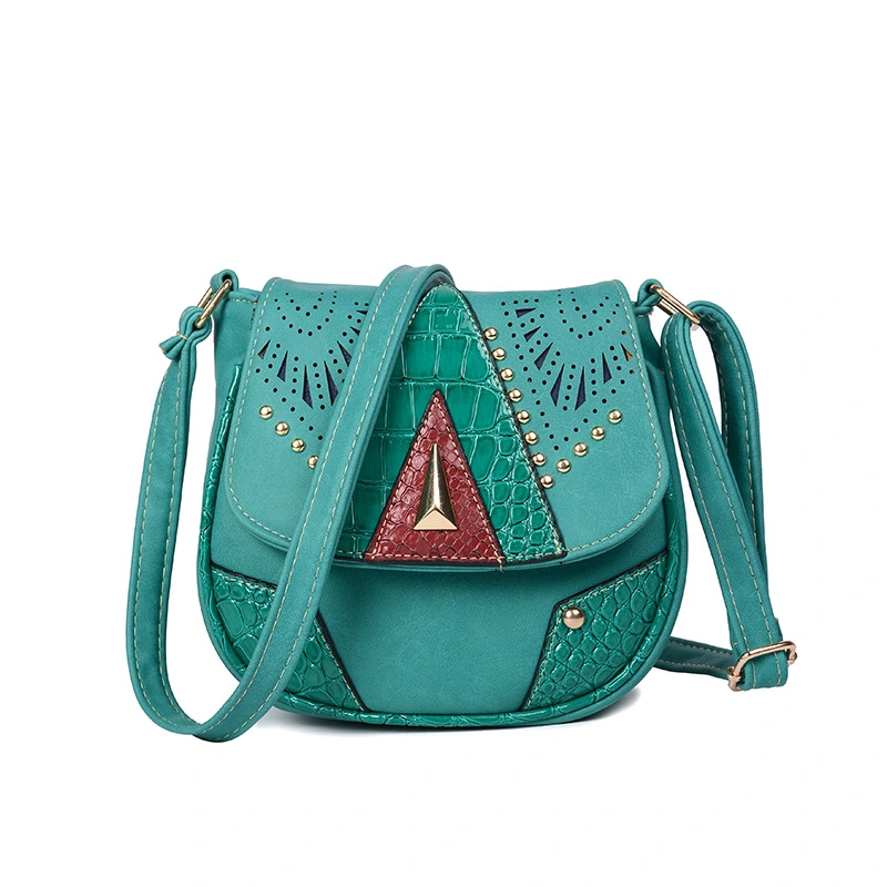 One-shoulder rivet saddle bag