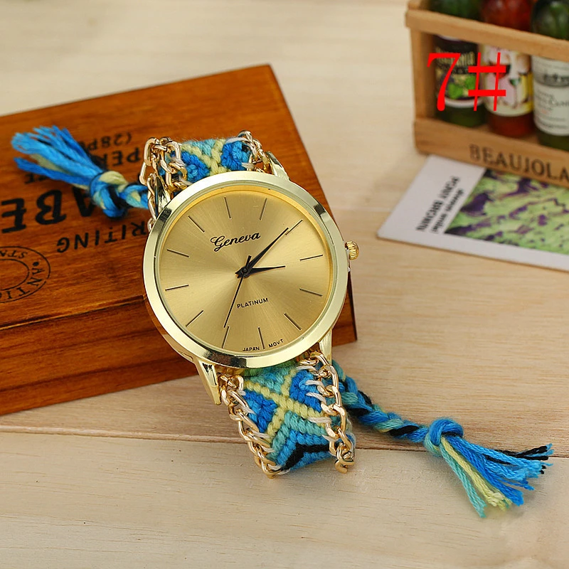 Hand-woven color drawstring watch