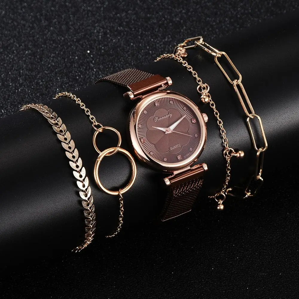 Alloy mesh strap watch set