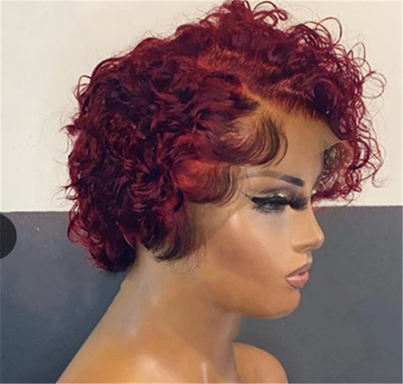 European And American Popular Wine Red Short Curly Wig