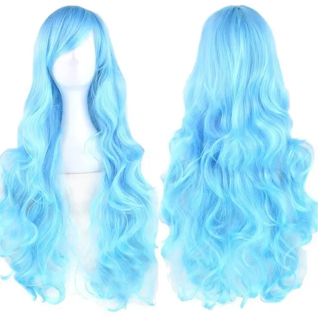New Style Female Oblique Bangs Multicolor 80 Cm Wig Chemical Fiber Wig Cover