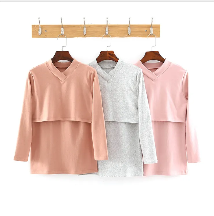 Off-the-shelf Cotton Autumn Clothes For Pregnant Women, Spring And Autumn Warmth, Postpartum Nursing Pajamas, Spiral Pattern Sweetheart Collar Confinement Clothes