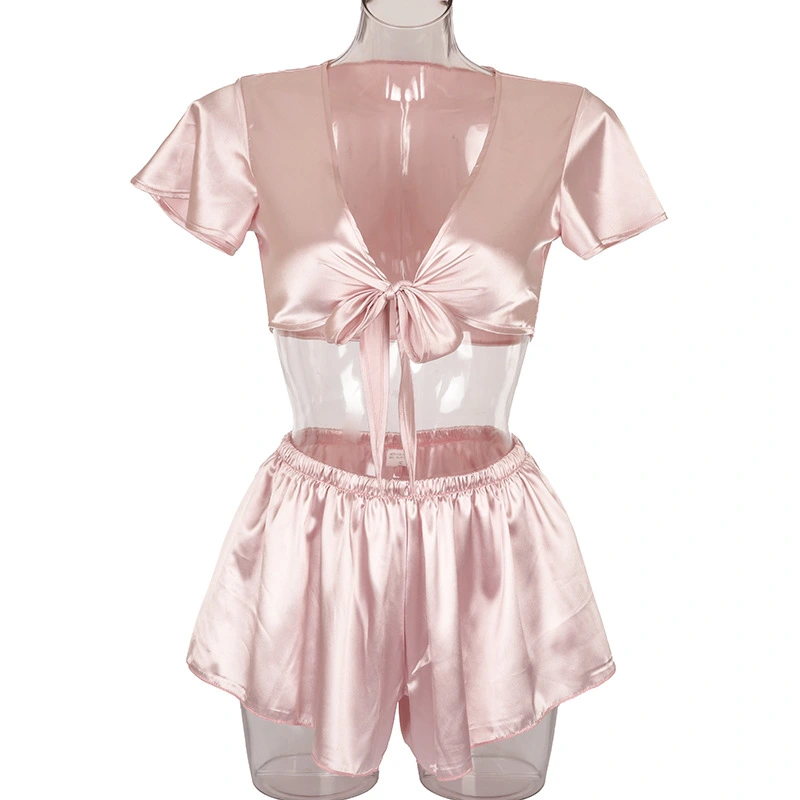 Hot Selling Sexy V-neck Silk Suspender Pajamas