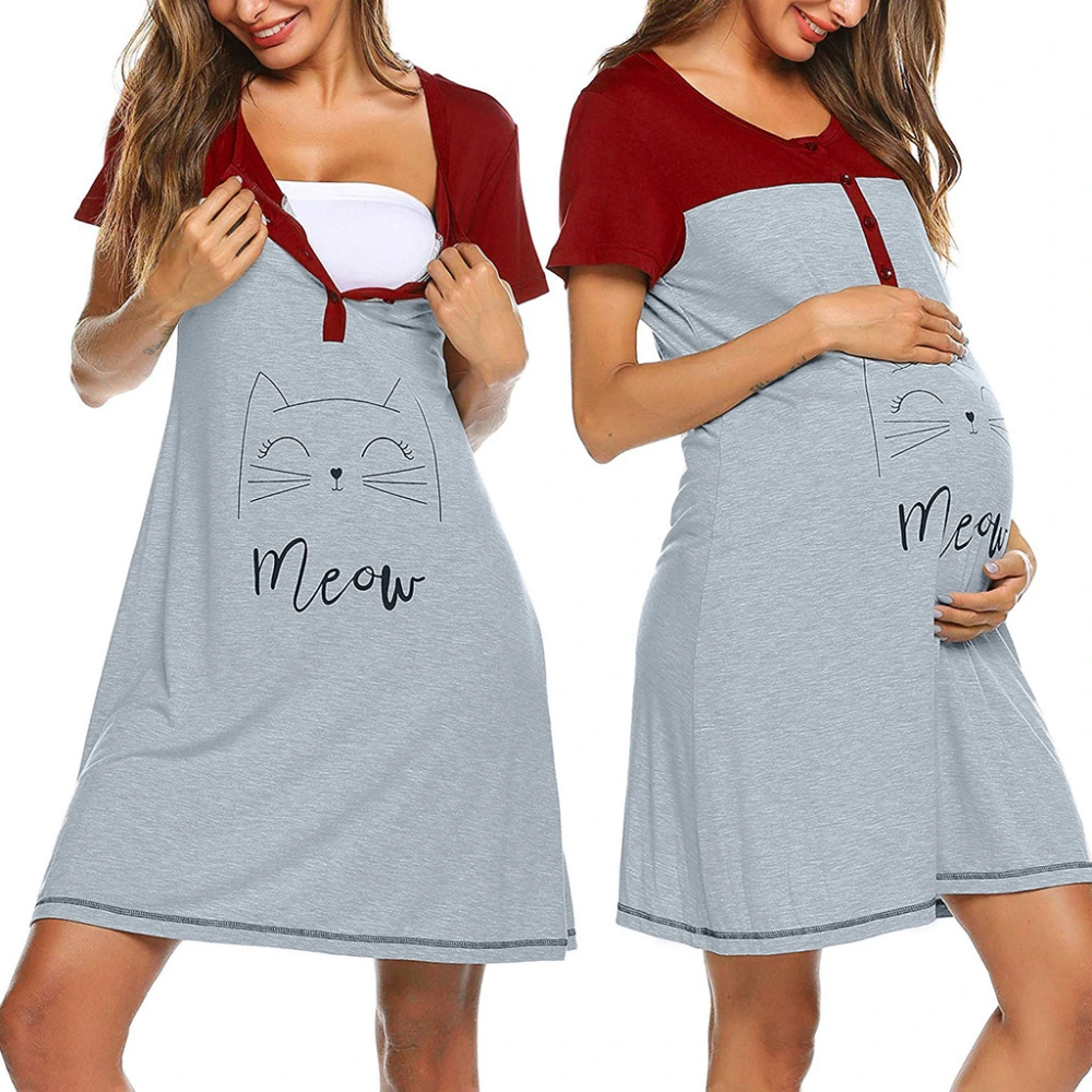 Zinc Women's Nursing Dress Short Sleeve Maternity Print Nursing Dress
