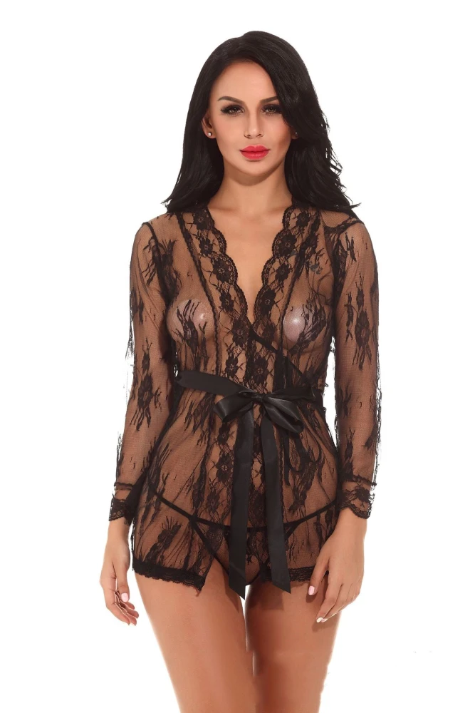 Lace one-piece sexy pajamas