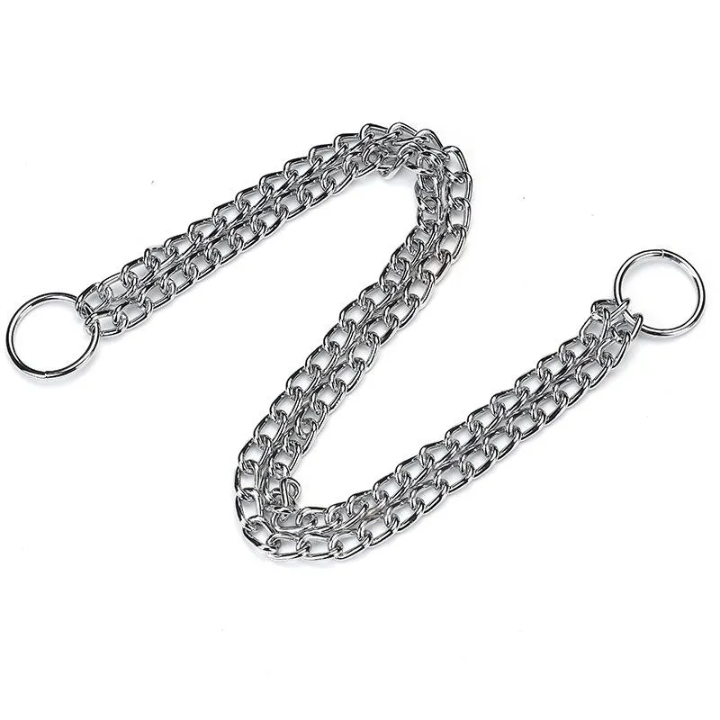 Double-row chain collar chrome-plated pet supplies dog collar