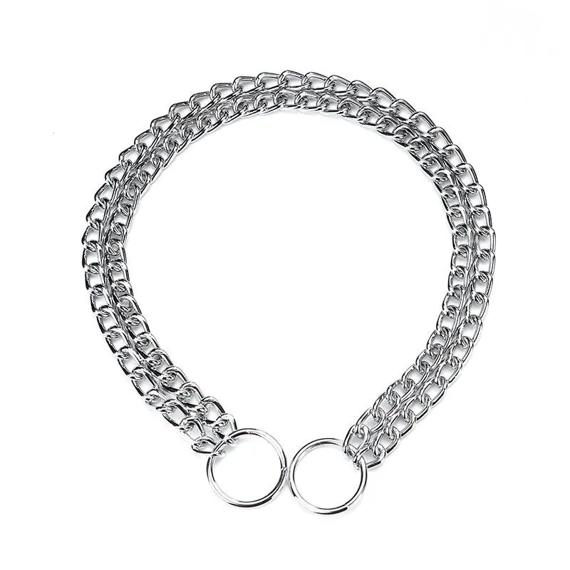 Double-row chain collar chrome-plated pet supplies dog collar