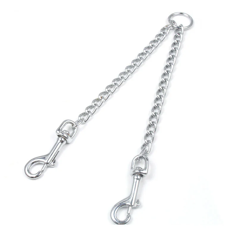 Chrome-Plated Alloy Pet Dog Collar Pet Dog Collar Iron Chain One For Two Double Traction Rope