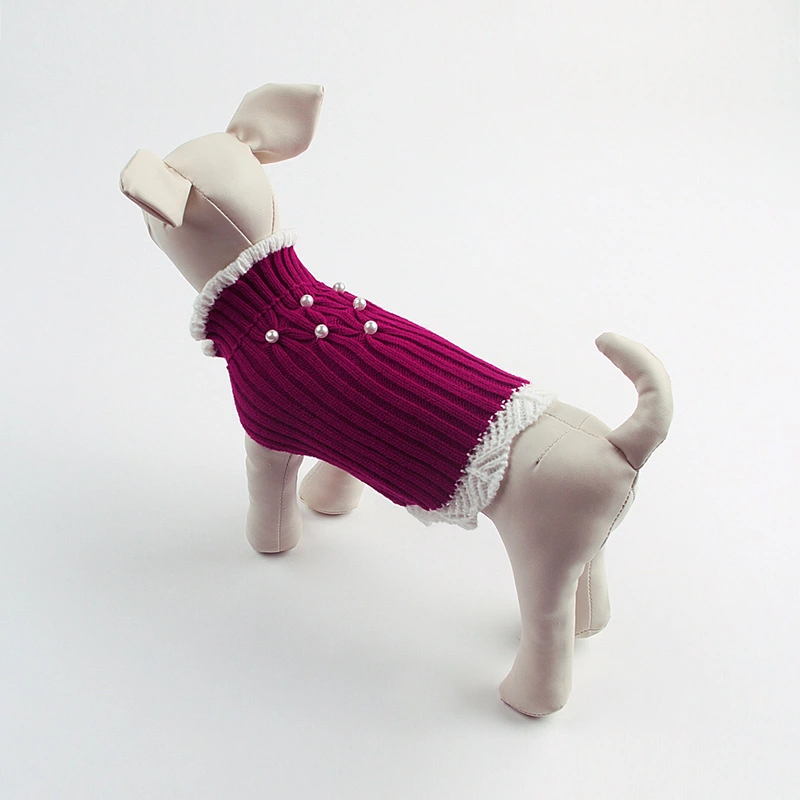 Knitted Teddy Dog Sweater with Rhinestone Lace